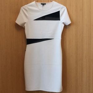 Express White Dress w/ Black Mesh Inserts, Size 6